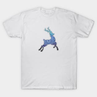 Blue Flying Reindeer Mandala T-Shirt